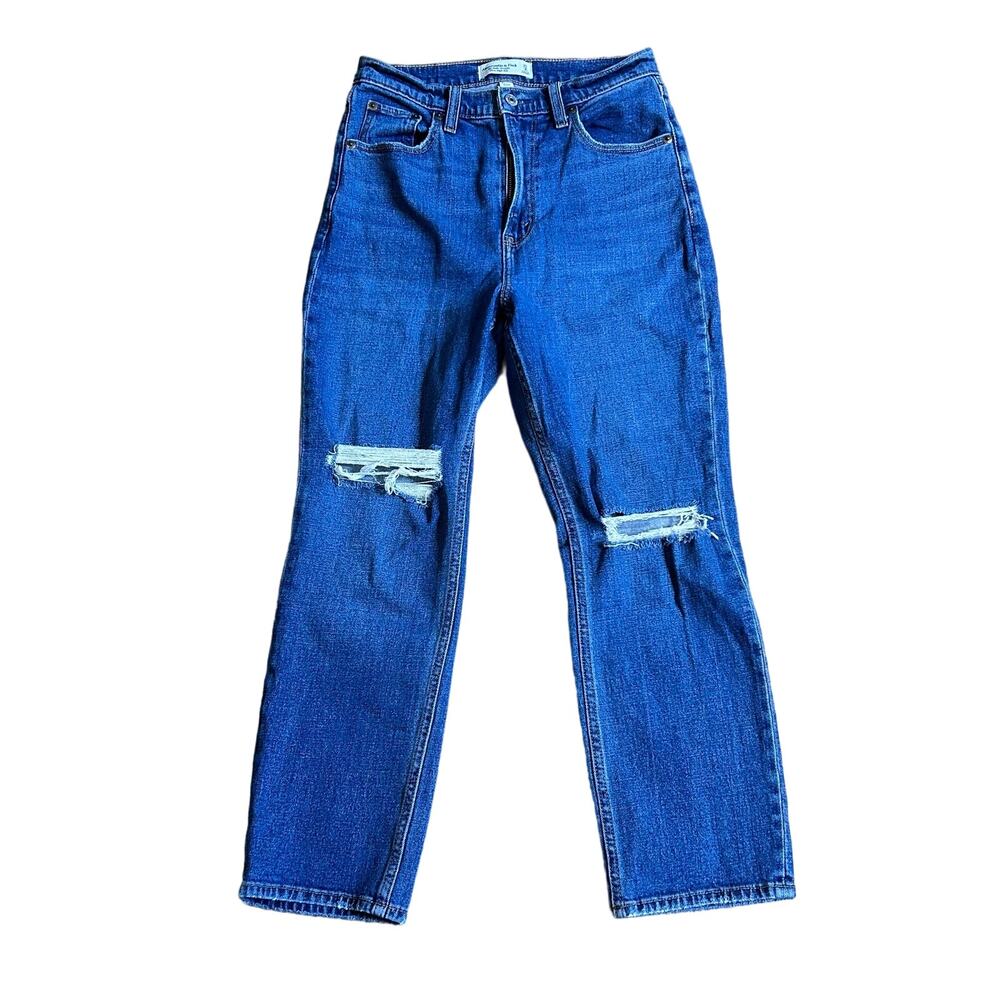 Abercrombie & Fitch Ankle Straight Ultra High Rise Curve Love Distressed 27 4 S